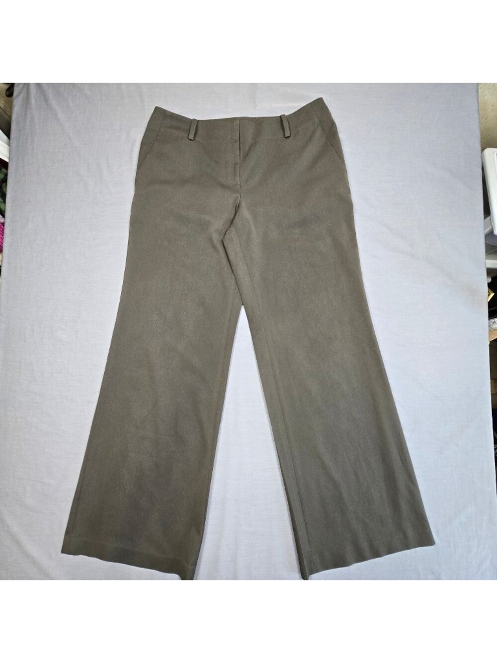 Ann Taylor Womens Size 10 Trouser Pants Dark Olive Dress Career Wide Leg